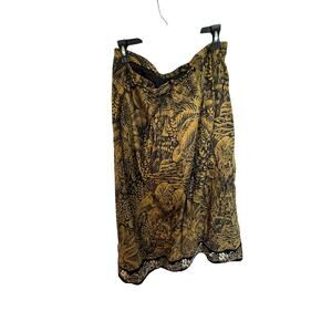 Soft Surroundings Size Large Boho Embroidered Long Skirt Artsy Boho Gold